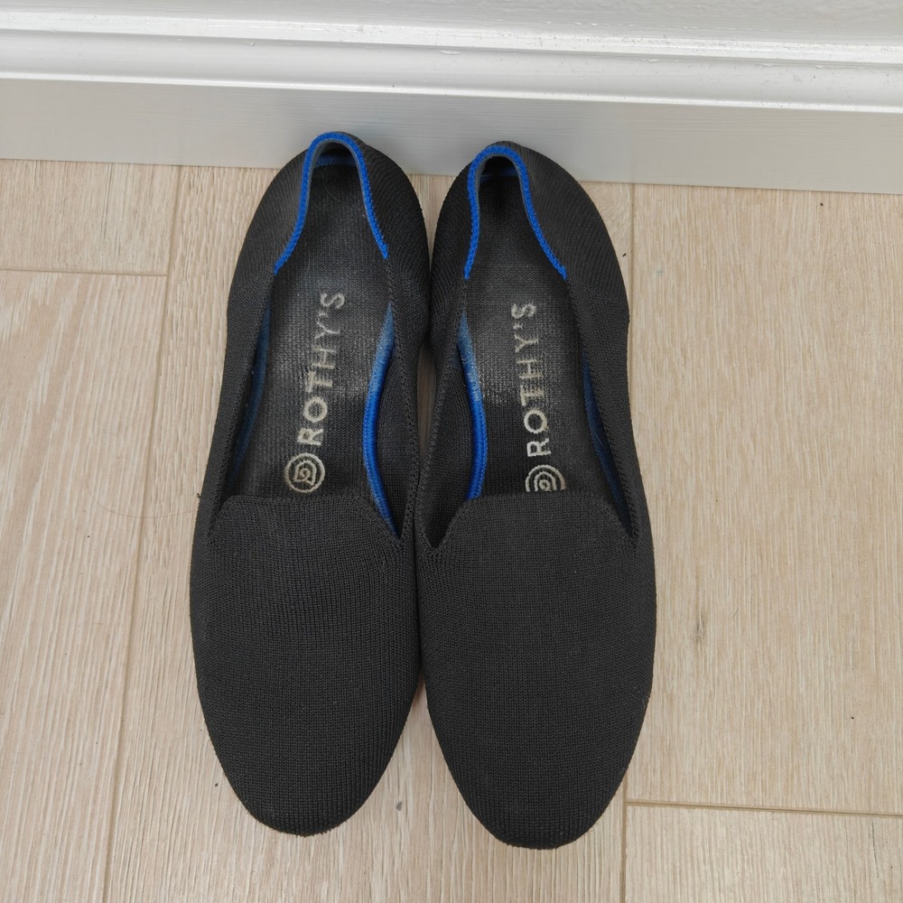 Rothy's Womens The Loafer 8 Black Knit Round Toe Sustainable Quiet Luxury - Picture 7 of 9